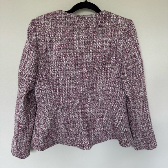 DKNY Women's Tweed Textured Blazer - Purple and White size 8 - Picture 4 of 11